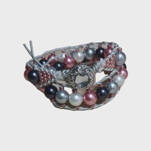 Double Wrap Beaded Leather Bracelet